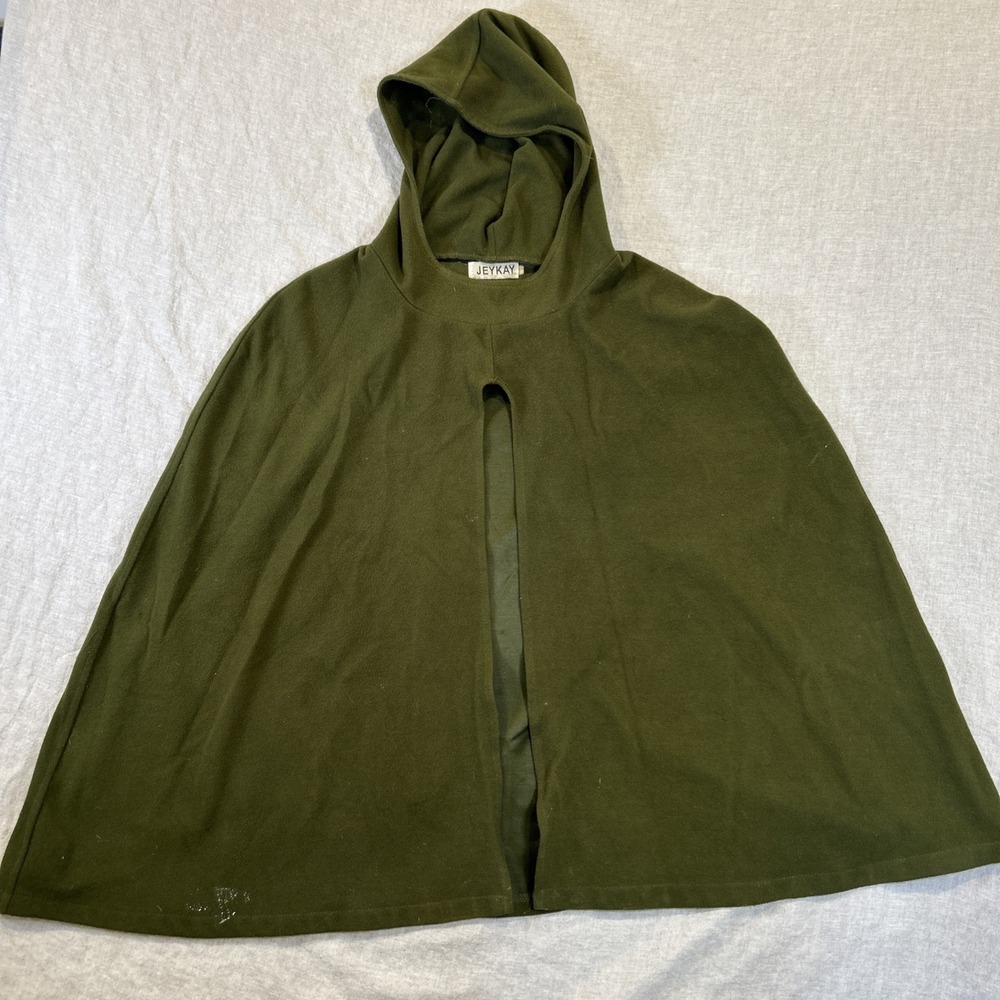 Jeykay Green Hooded Cape Coat Poncho Costume Cosplay READ
